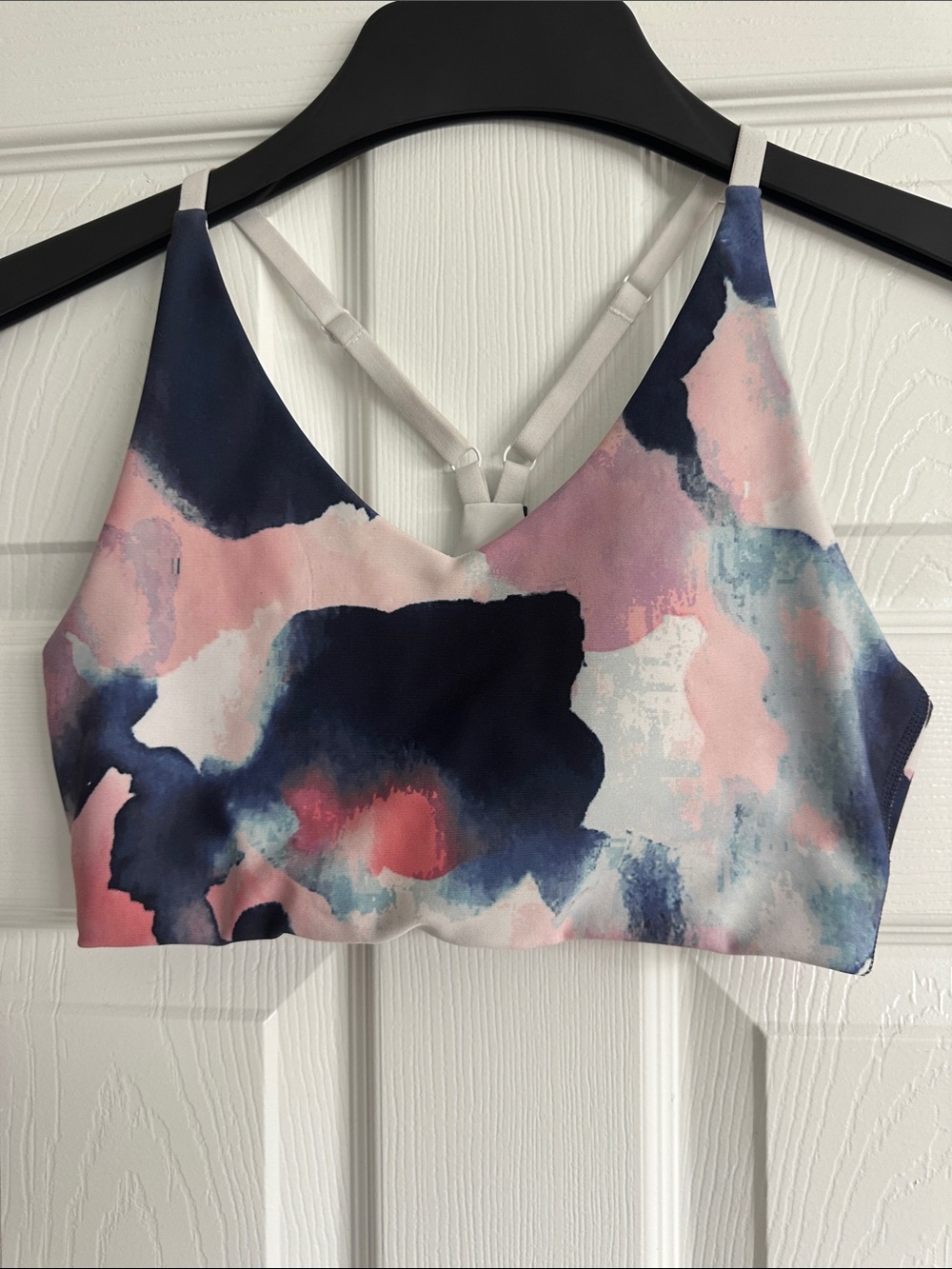Abstract Watercolor Sports Bralette - Pink & Navy